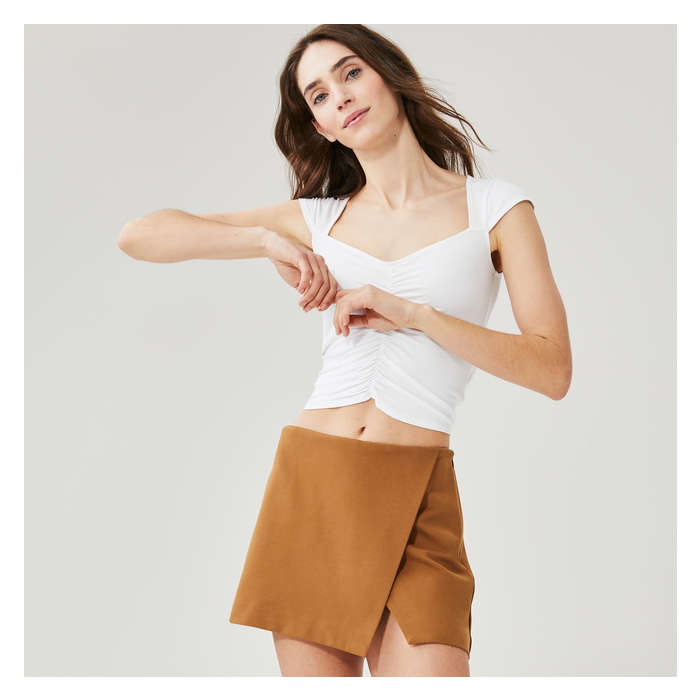 Women's Ruched Cap Sleeve Top